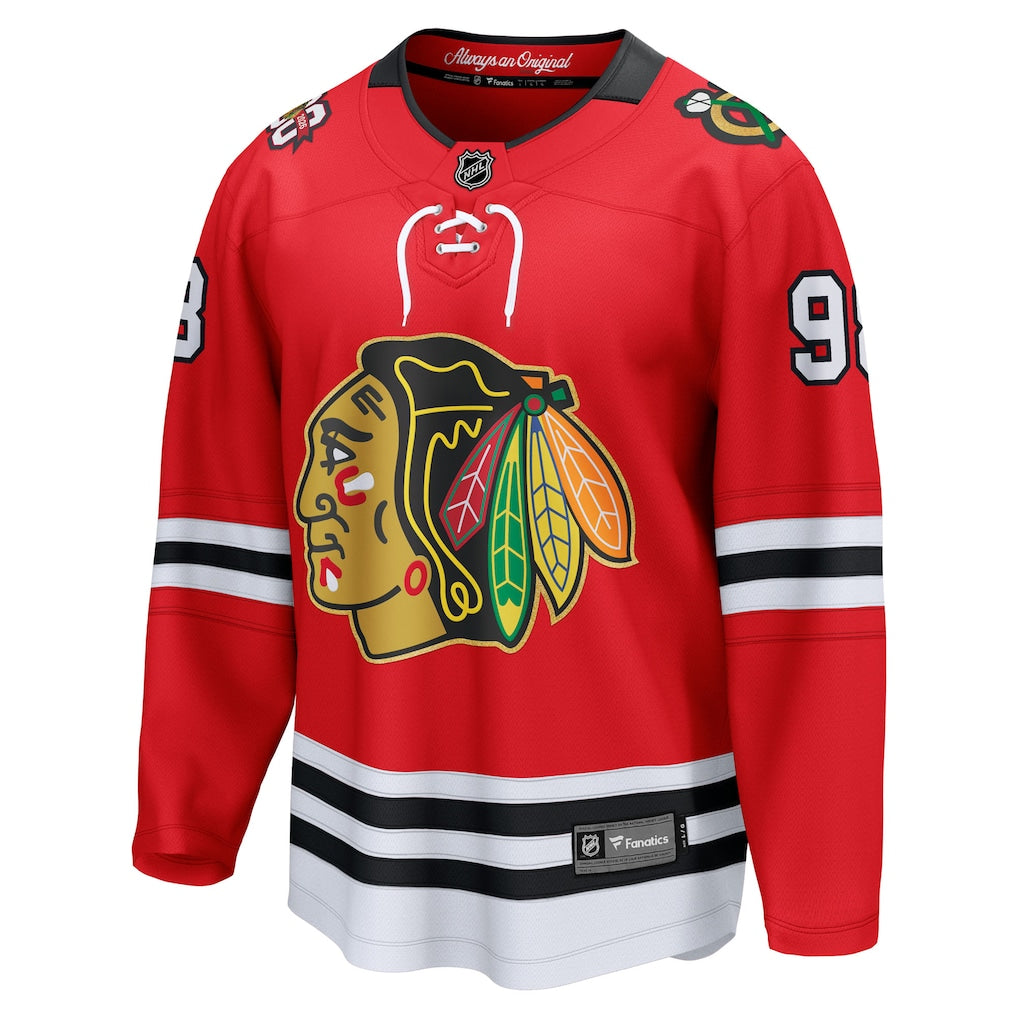 Men's Chicago Blackhawks Connor Bedard Fanatics Red Centennial Breakaway Player Jersey