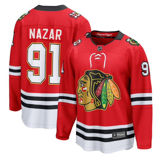 Men's Chicago Blackhawks Frank Nazar Fanatics Red Centennial Breakaway Player Jersey