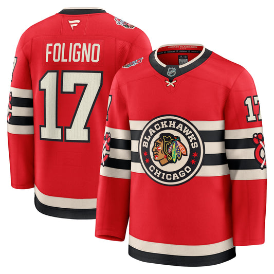 Men's Chicago Blackhawks Nick Foligno Fanatics Red 2025 NHL Winter Classic Premium Player Jersey