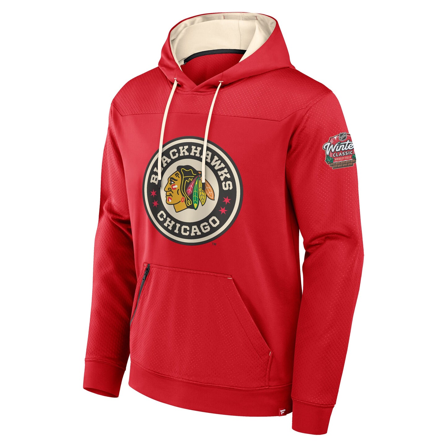 Men's Chicago Blackhawks Fanatics Red 2025 NHL Winter Classic Defender Poly Fleece Pullover Hoodie