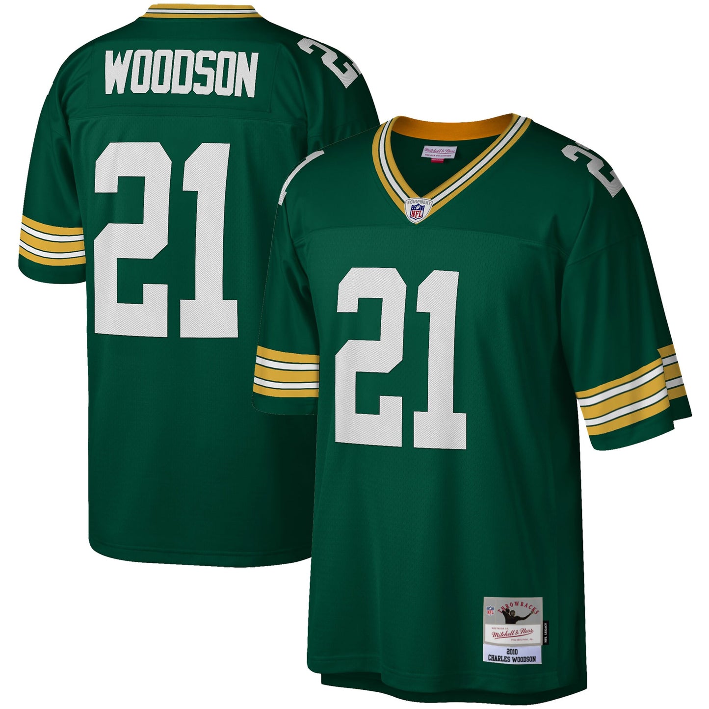 Men's Charles Woodson Green Bay Packers Mitchell & Ness 2010 Green Legacy Replica Jersey