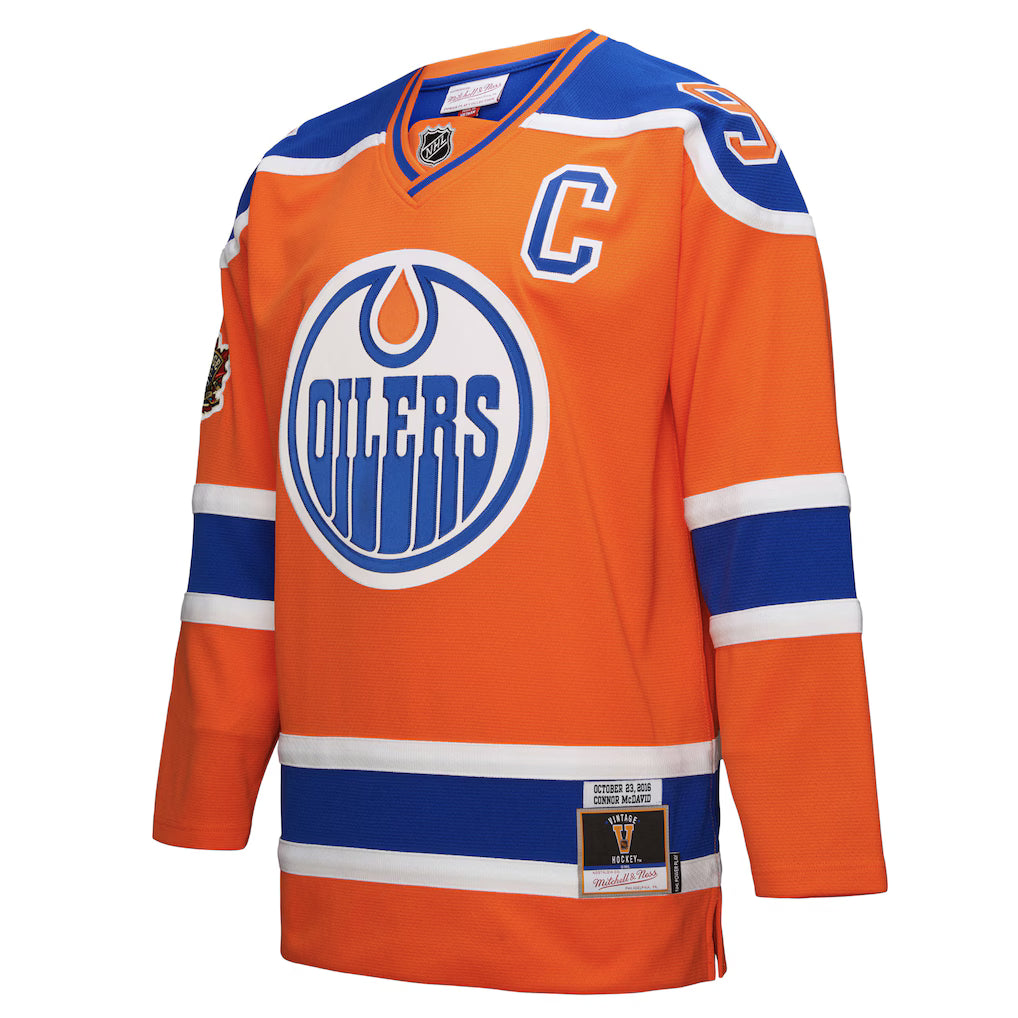 Men's Connor McDavid Edmonton Oilers Mitchell & Ness Power Play Jersey - Orange - Pro Jersey Sports