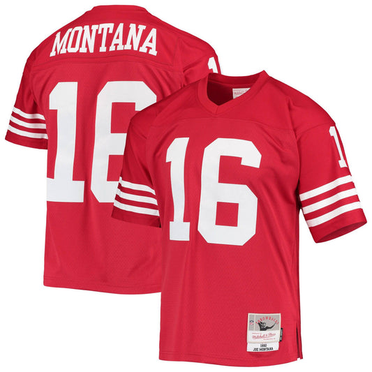 Mens San Francisco 49ers Joe Montana Mitchell & Ness Scarlet Retired Player Vintage Replica Jersey