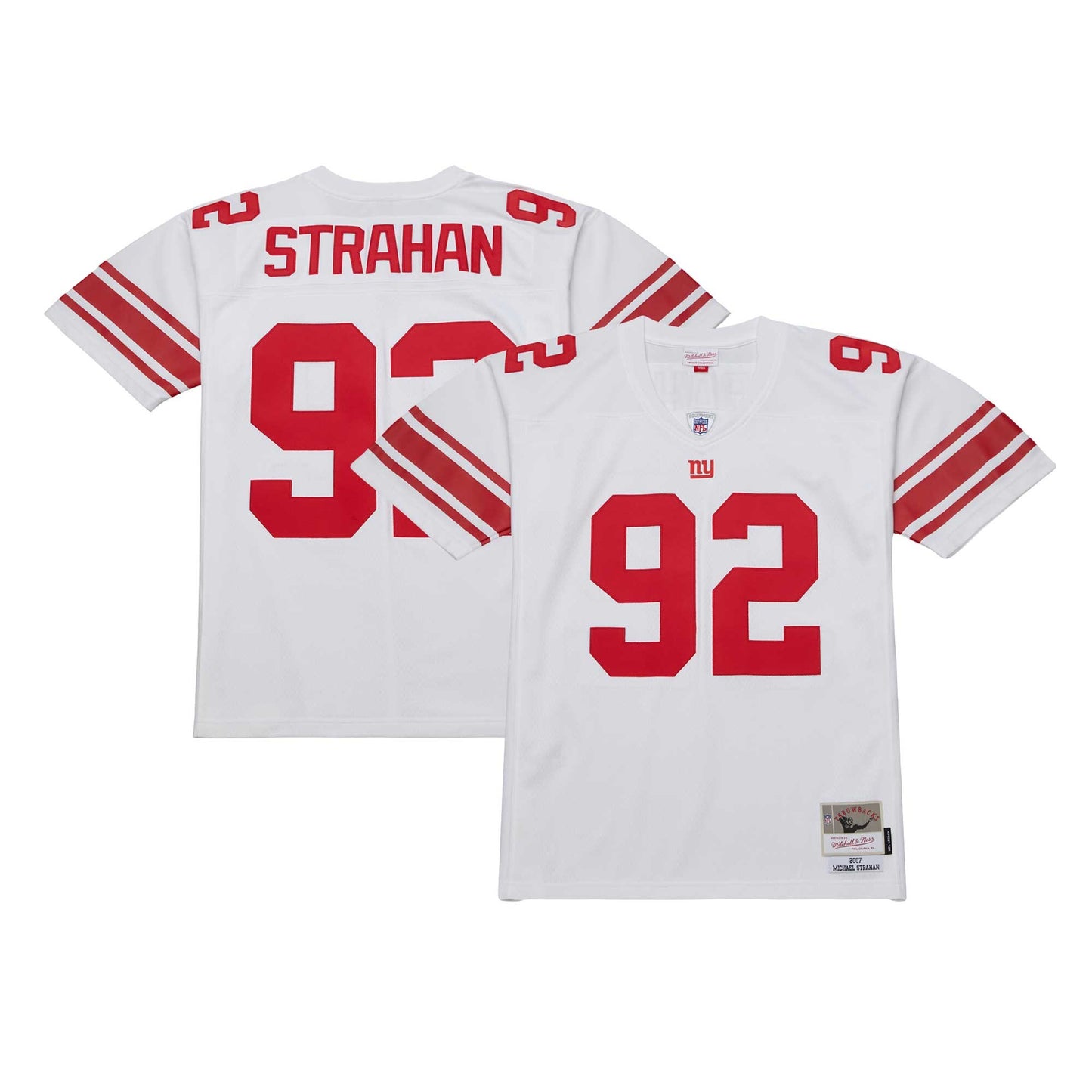 Men's Michael Strahan New York Giants Mitchell & Ness White Legacy Replica Jersey