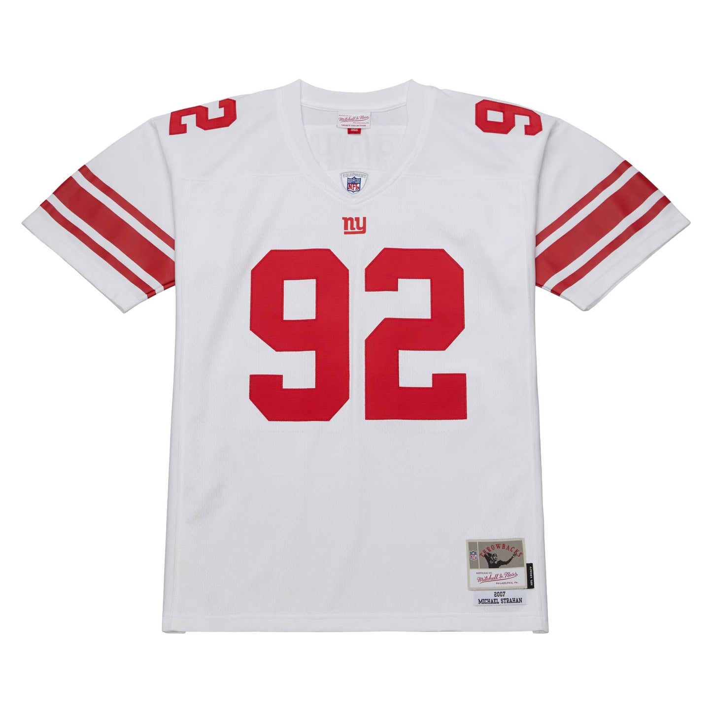 Men's Michael Strahan New York Giants Mitchell & Ness White Legacy Replica Jersey