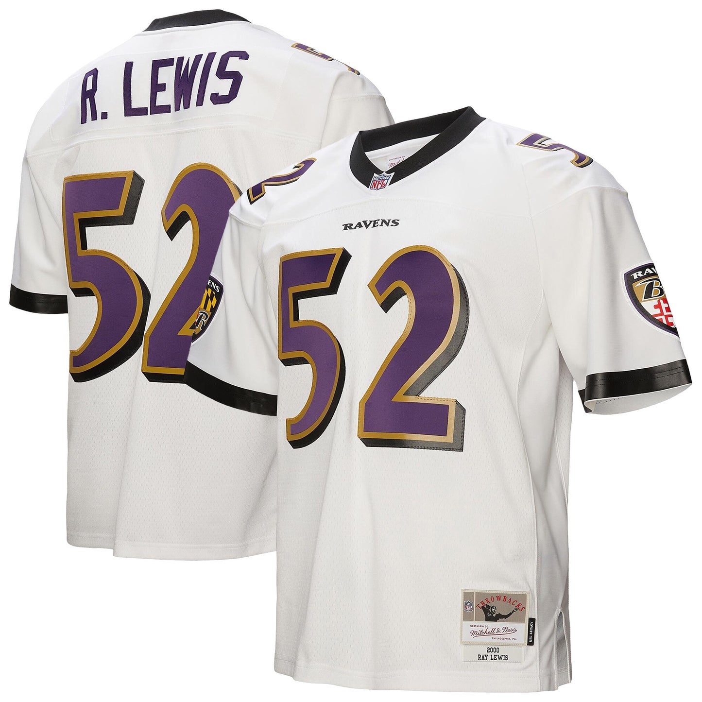 Men's Baltimore Ravens Ray Lewis Mitchell & Ness White Legacy Replica Jersey