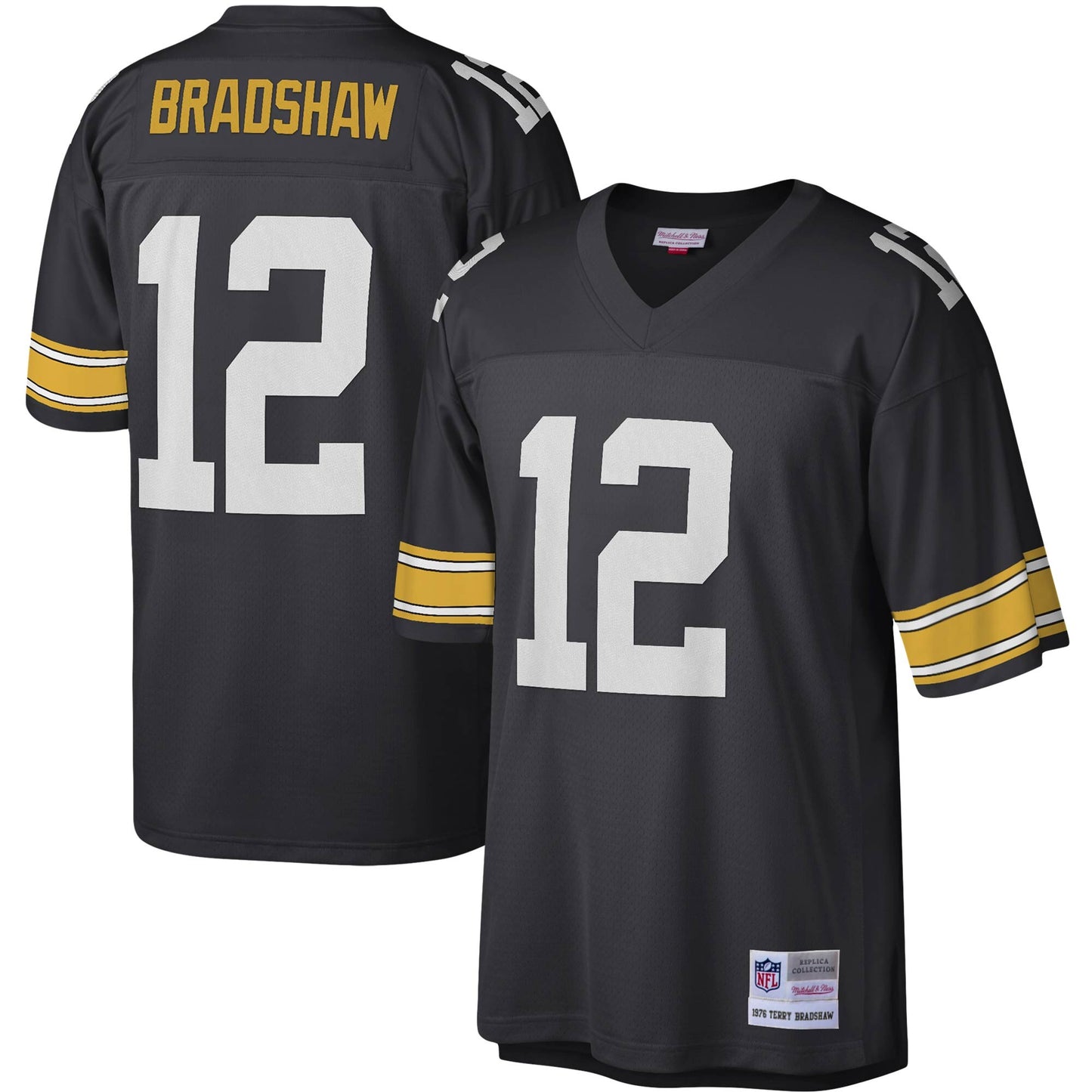 Mens Pittsburgh Steelers Terry Bradshaw Mitchell & Ness Black Legacy Replica Jersey