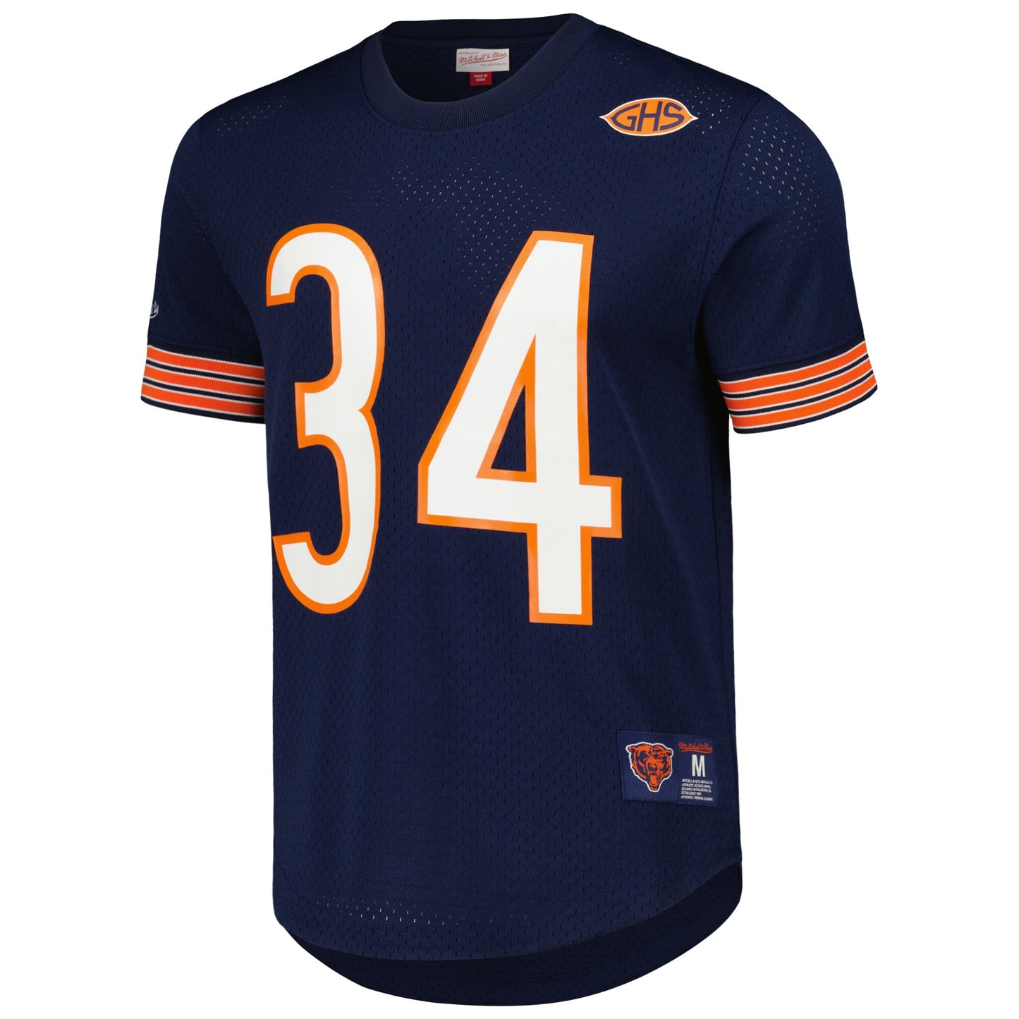 Men's Walter Payton Chicago Bears Mitchell & Ness Mesh Retired Navy Player Name & Number Crew Neck Top