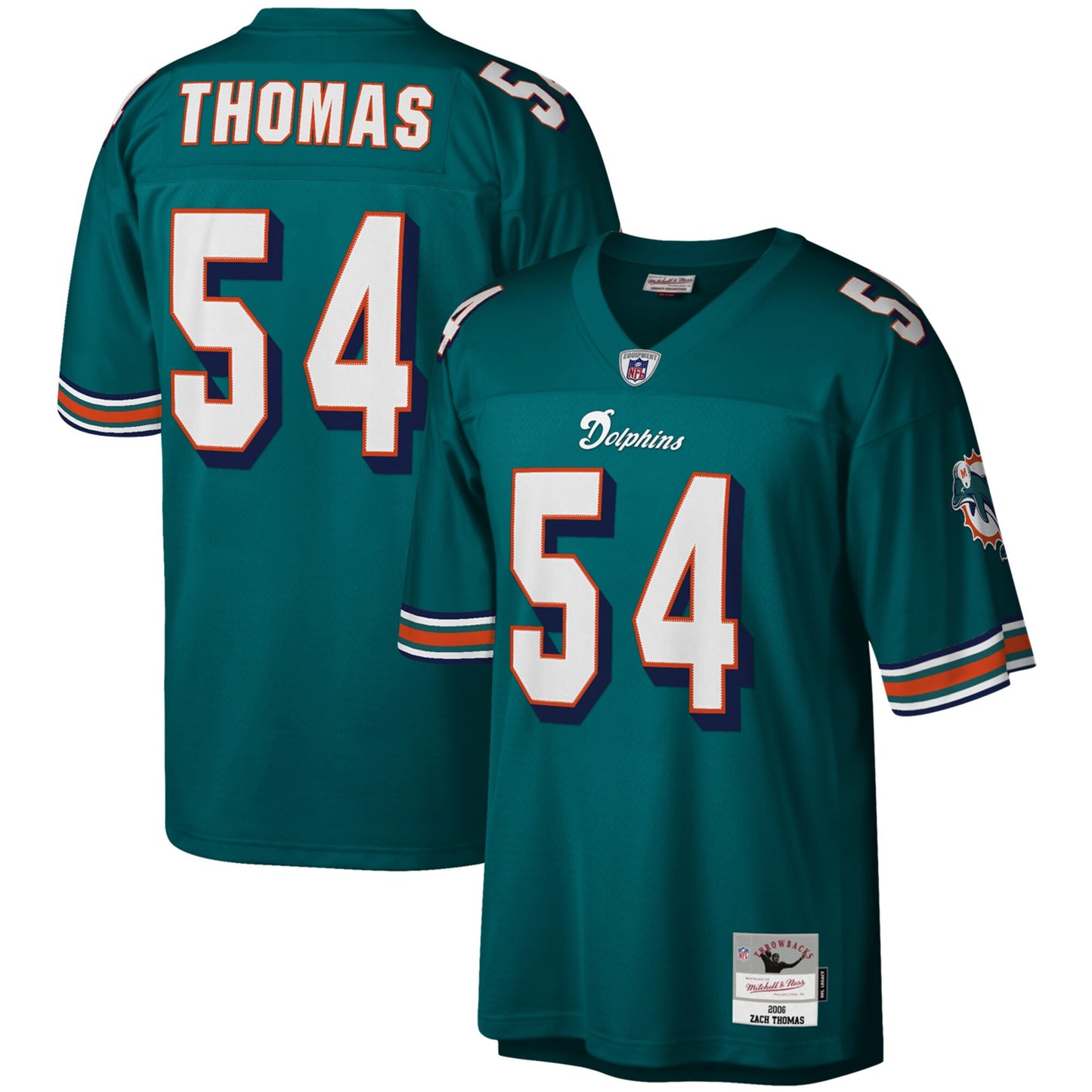 Men's Miami Dolphins Zach Thomas Mitchell & Ness Aqua Legacy Replica Jersey - Pro Jersey Sports