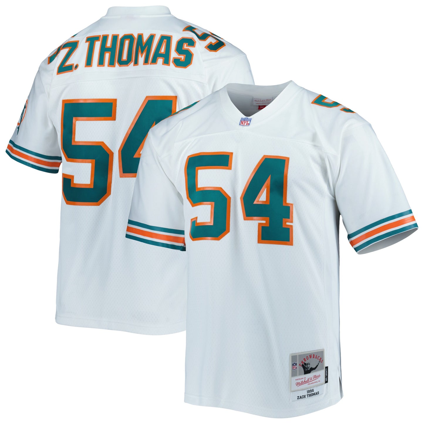 Men's Zach Thomas Miami Dolphins Mitchell & Ness White Legacy Replica Jersey