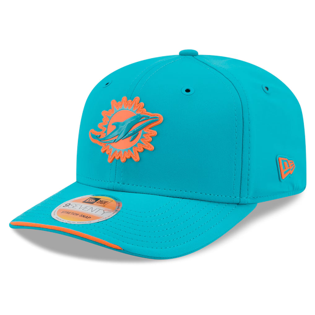 Men's Miami Dolphins New Era 2026 NFL Sideline 9SEVENTY Throwback Logo Aqua Adjustable Hat