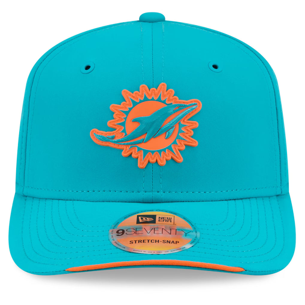 Men's Miami Dolphins New Era 2026 NFL Sideline 9SEVENTY Throwback Logo Aqua Adjustable Hat