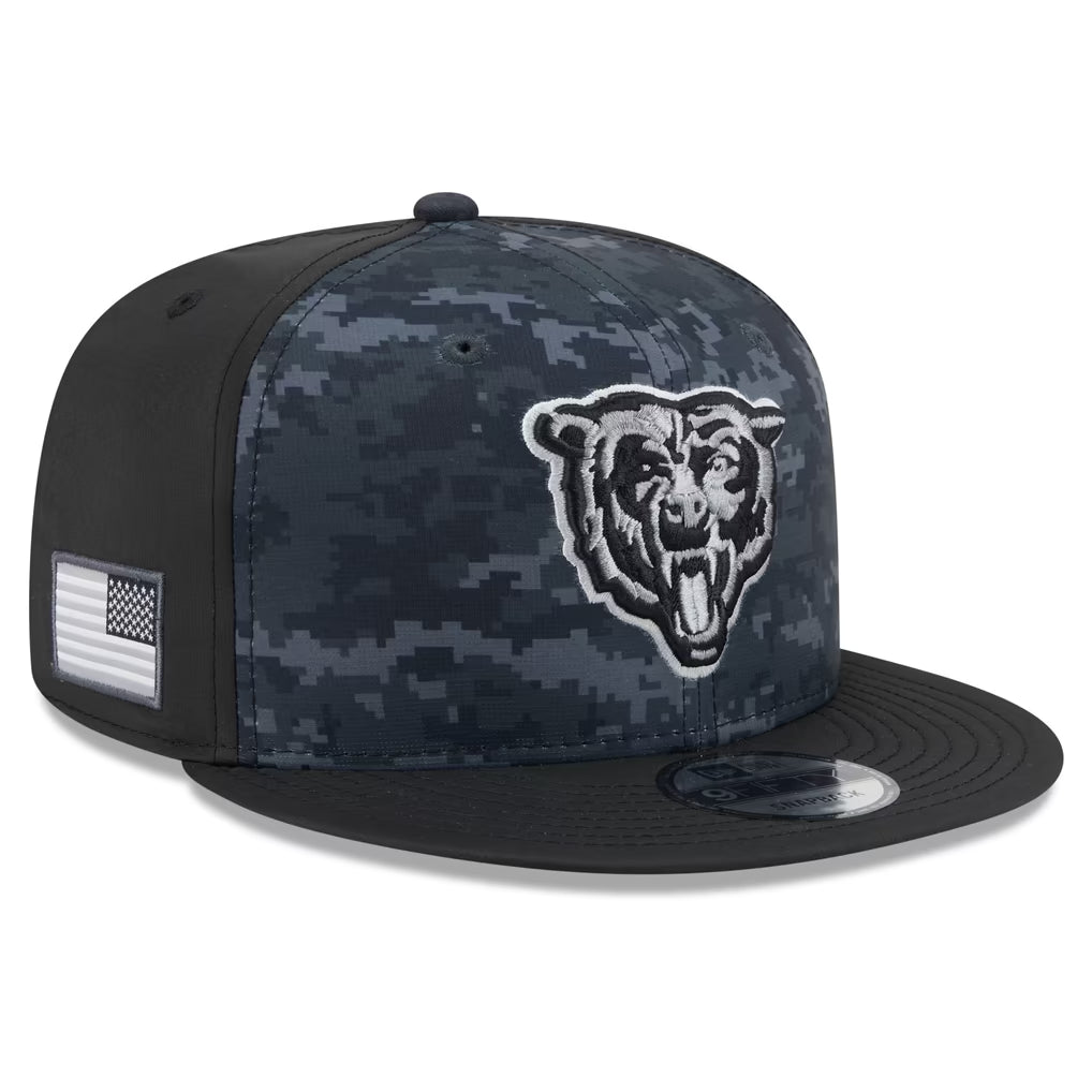 Chicago Bears New Era 2026 Salute To Service 9FIFTY Bearhead Logo Adjustable Snapback Hat - Black