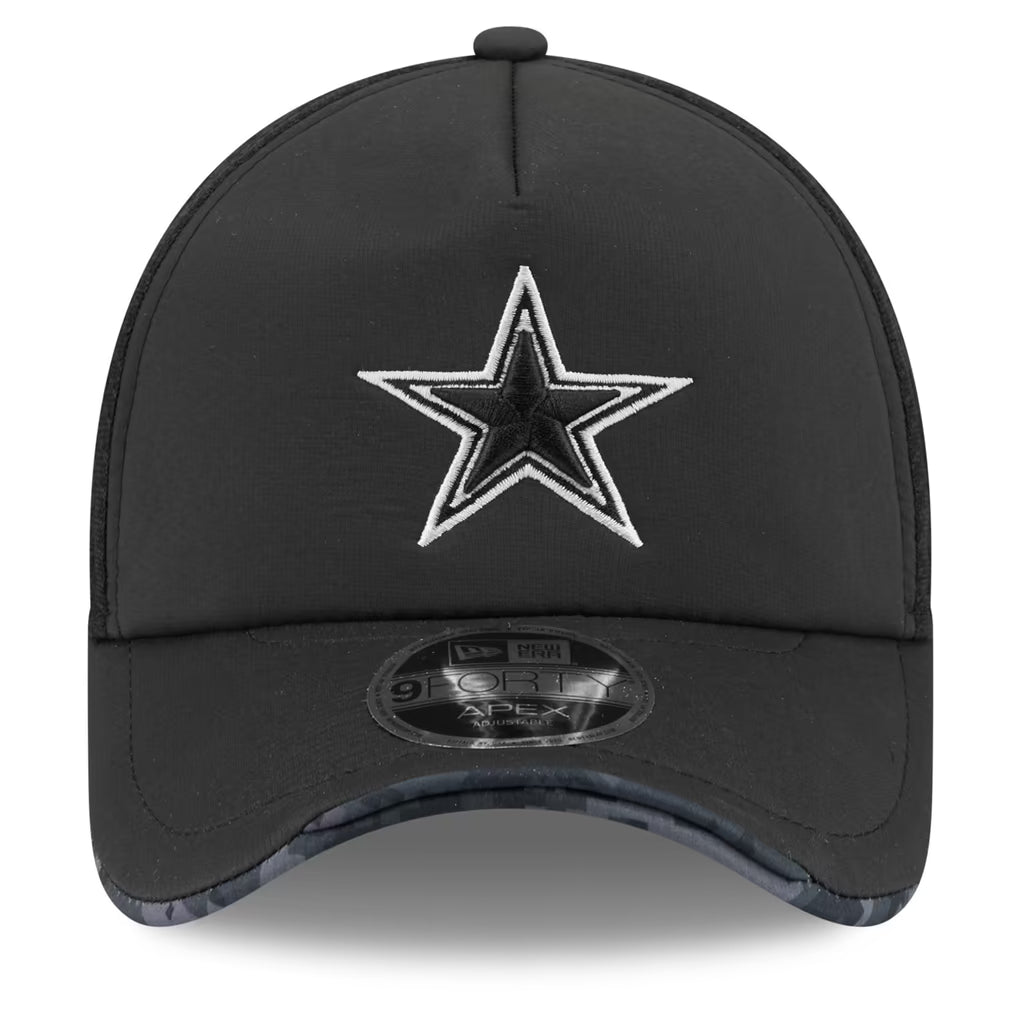 Dallas Cowboys New Era 2026 Salute To Service Apex 9FORTY Bearhead Logo Adjustable Trucker Hat - Black