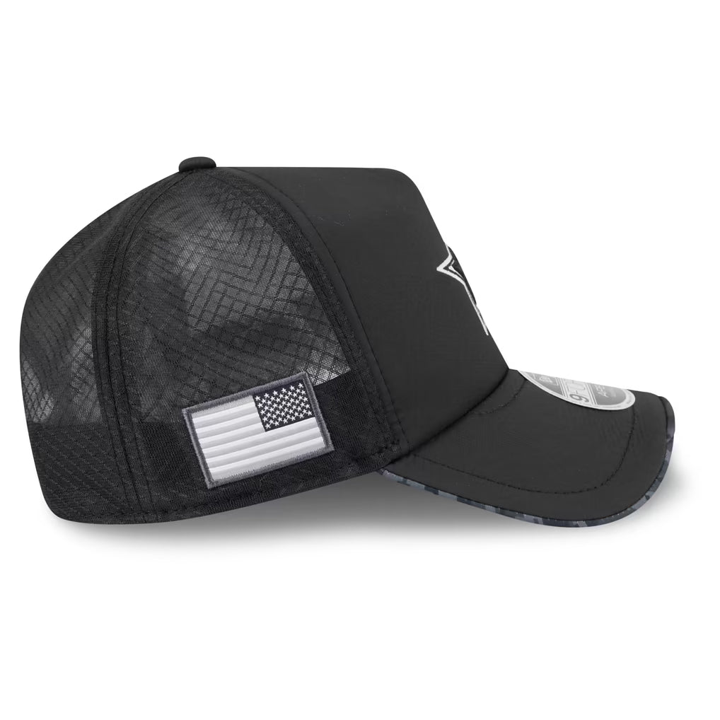 Dallas Cowboys New Era 2026 Salute To Service Apex 9FORTY Bearhead Logo Adjustable Trucker Hat - Black