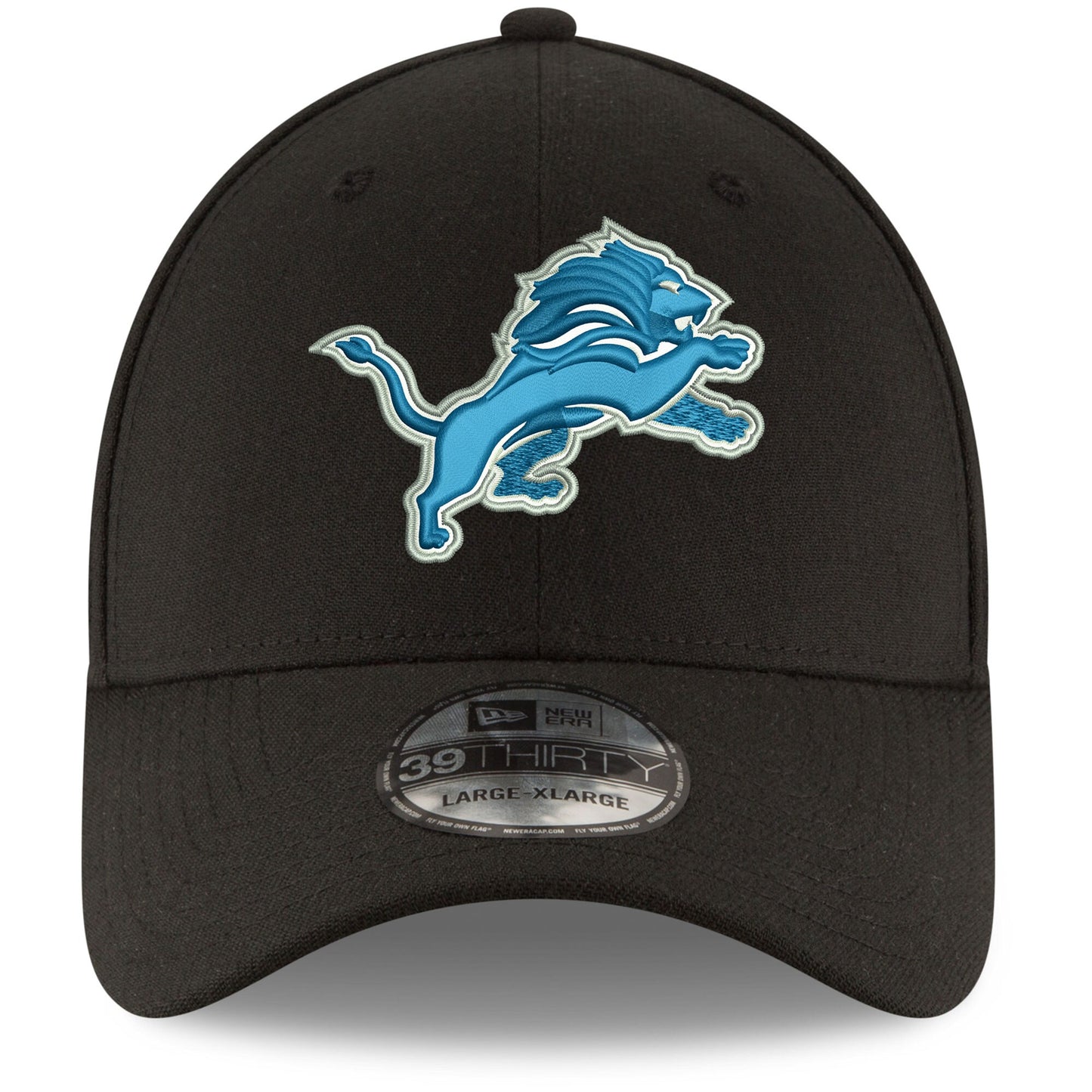 Men's New Era Detroit Lions Team Classic Black 39THIRTY Flex Hat