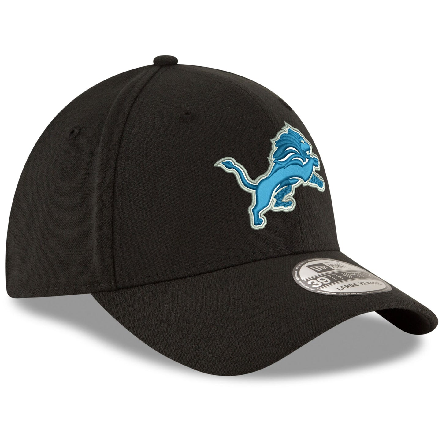 Men's New Era Detroit Lions Team Classic Black 39THIRTY Flex Hat