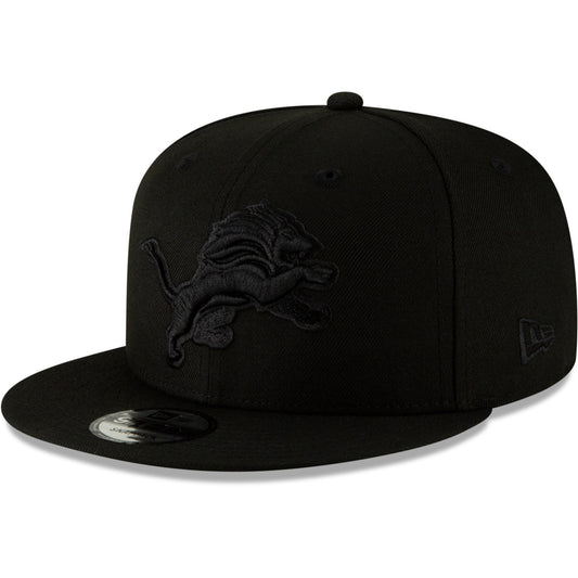 Detroit Lions New Era Tonal Black on Black  Primary Logo Basic 9FIFTY Adjustable Hat