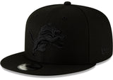 Detroit Lions New Era Tonal Black on Black  Primary Logo Basic 9FIFTY Adjustable Hat - Pro Jersey Sports