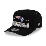 New England Patriots New Era 2025 AFC Champions Locker Room Trophy Collection A-Frame 9FIFTY Snapback Hat - Black - Pro Jersey Sports