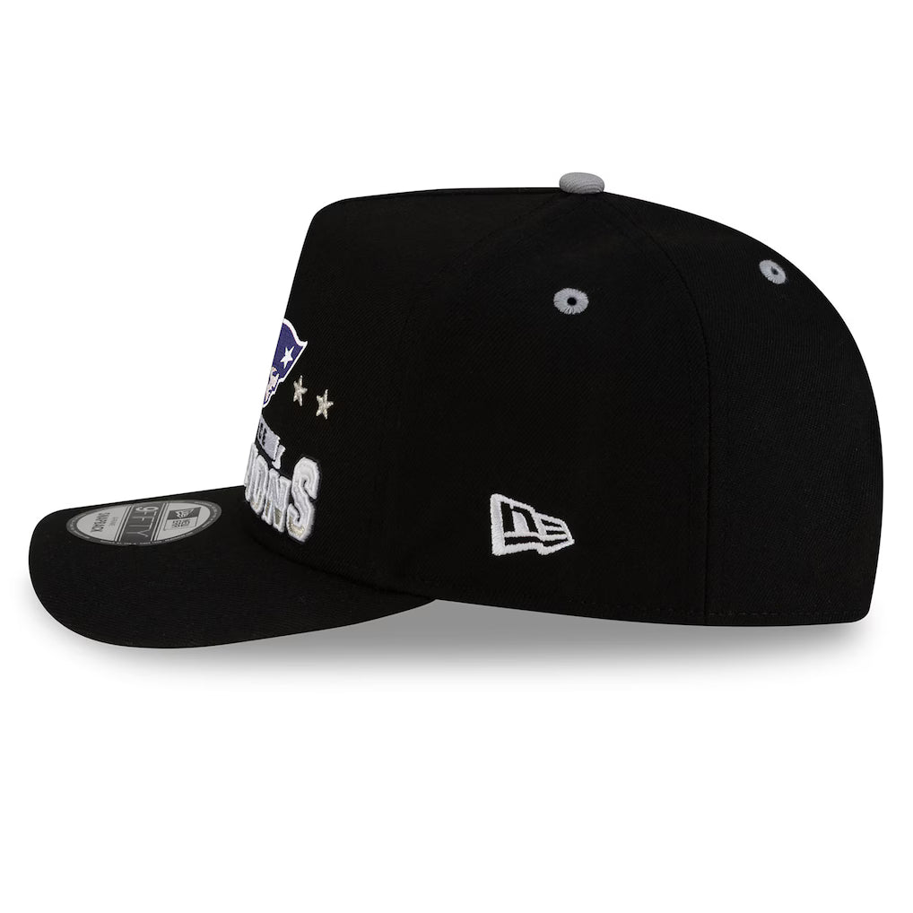 New England Patriots New Era 2025 AFC Champions Locker Room Trophy Collection A-Frame 9FIFTY Snapback Hat - Black