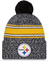 Men's Pittsburgh Steelers New Era Black 2023 Sideline Cuffed Knit Hat With Pom - Pro Jersey Sports