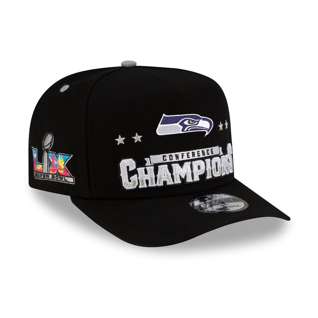 Men's Seattle Seahawks New Era Charcoal Super Bowl LX 9FORTY A-Frame Trucker Adjustable Hat - Pro Jersey Sports