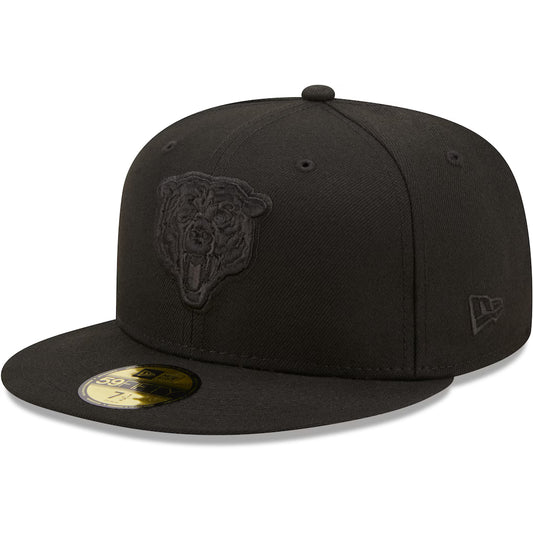 Chicago Bears Primary Logo Tonal Black New Era 59FIFTY Fitted Hat - Pro Jersey Sports