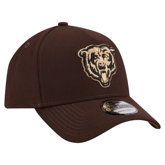 Men's New Era Dark Brown Chicago Bears Burnt Wood A-Frame 9FORTY Adjustable Hat