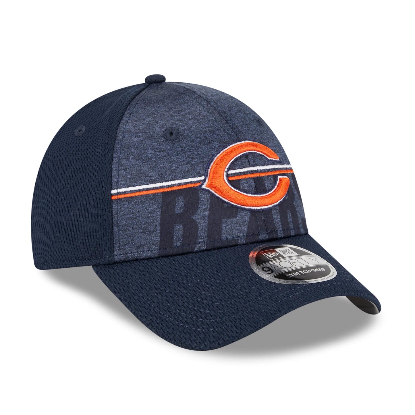 Men's Chicago Bears New Era NFL 2023 Training Camp Navy Primary Logo 9FORTY Stretch-Snap Adjustable Hat
