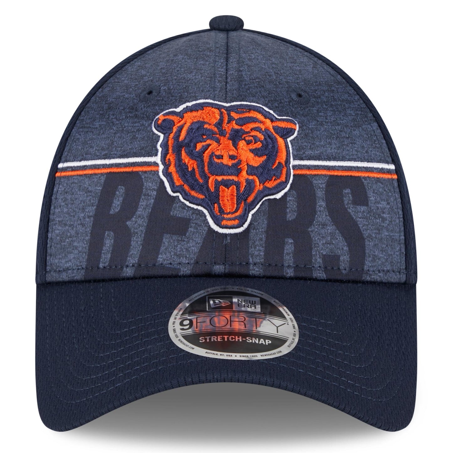 Men's Chicago Bears New Era NFL 2023 Training Camp Navy Alternate Logo 9FORTY Stretch-Snap Adjustable Hat