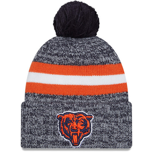 Men's Chicago Bears New Era Navy 2023 Sideline Cuffed Knit Hat With Pom
