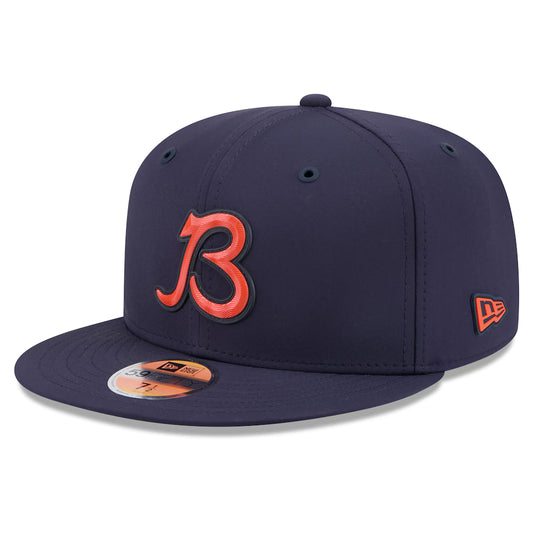 Chicago Bears 2026 NFL Sideline B Logo Performance 59FIFTY Navy Fitted Hat