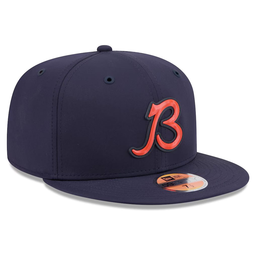 Chicago Bears 2026 NFL Sideline B Logo Performance 59FIFTY Navy Fitted Hat