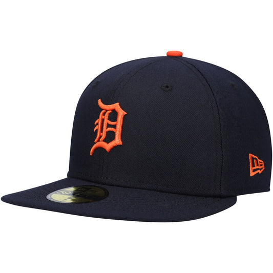 Men's Detroit Tigers New Era Navy Road Authentic Collection On-Field Logo 59FIFTY Fitted Hat