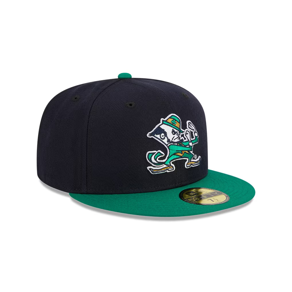 Men's New Era Notre Dame Fighting Irish 2 Tone Navy/Kelly Green Leprechaun Logo 59FIFTY Fitted Hat