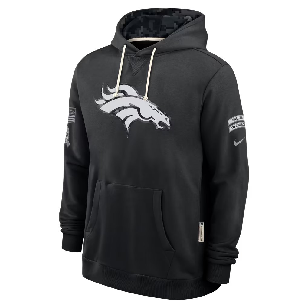 Mens Denver Broncos Nike 2026 Salute to Service Sideline Dri-FIT Pullover Hoodie - Black