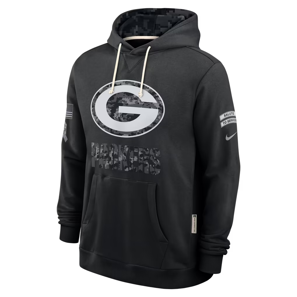 Mens Green Bay Packers Nike 2026 Salute to Service Sideline Dri-FIT Pullover Hoodie - Black