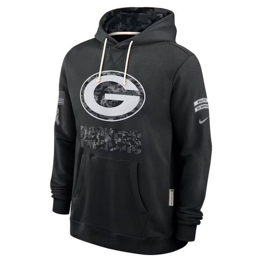 Mens Green Bay Packers Nike 2026 Salute to Service Sideline Dri-FIT Pullover Hoodie - Black