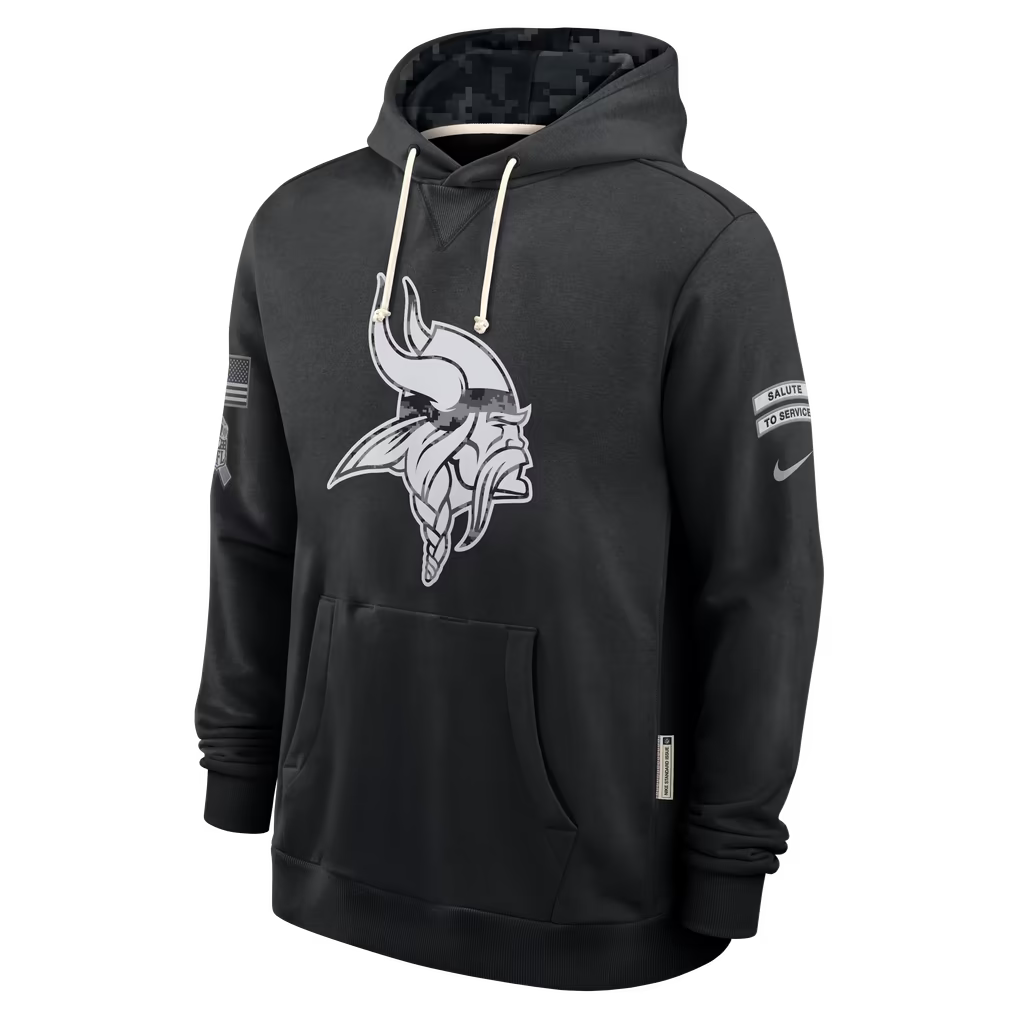 Mens Minnesota Vikings Nike 2026 Salute to Service Sideline Dri-FIT Pullover Hoodie - Black