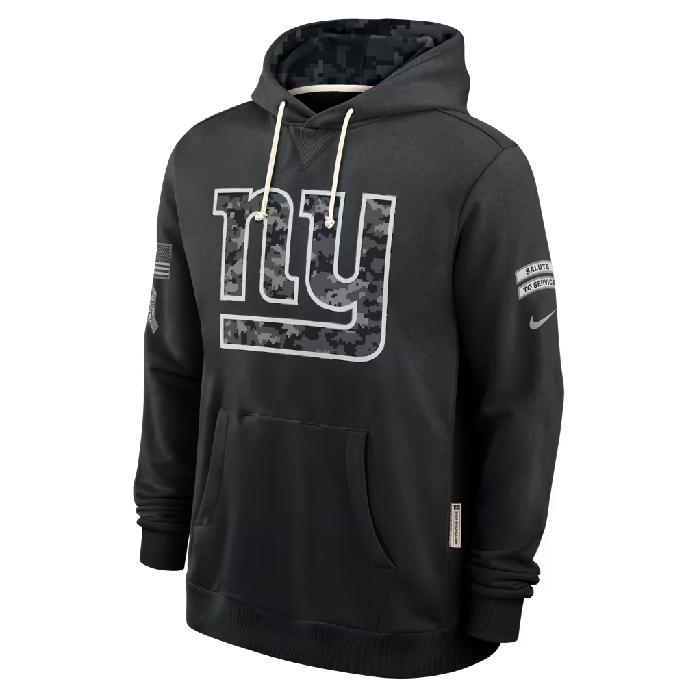 Mens New York Giants Nike 2026 Salute to Service Sideline Dri-FIT Pullover Hoodie - Black