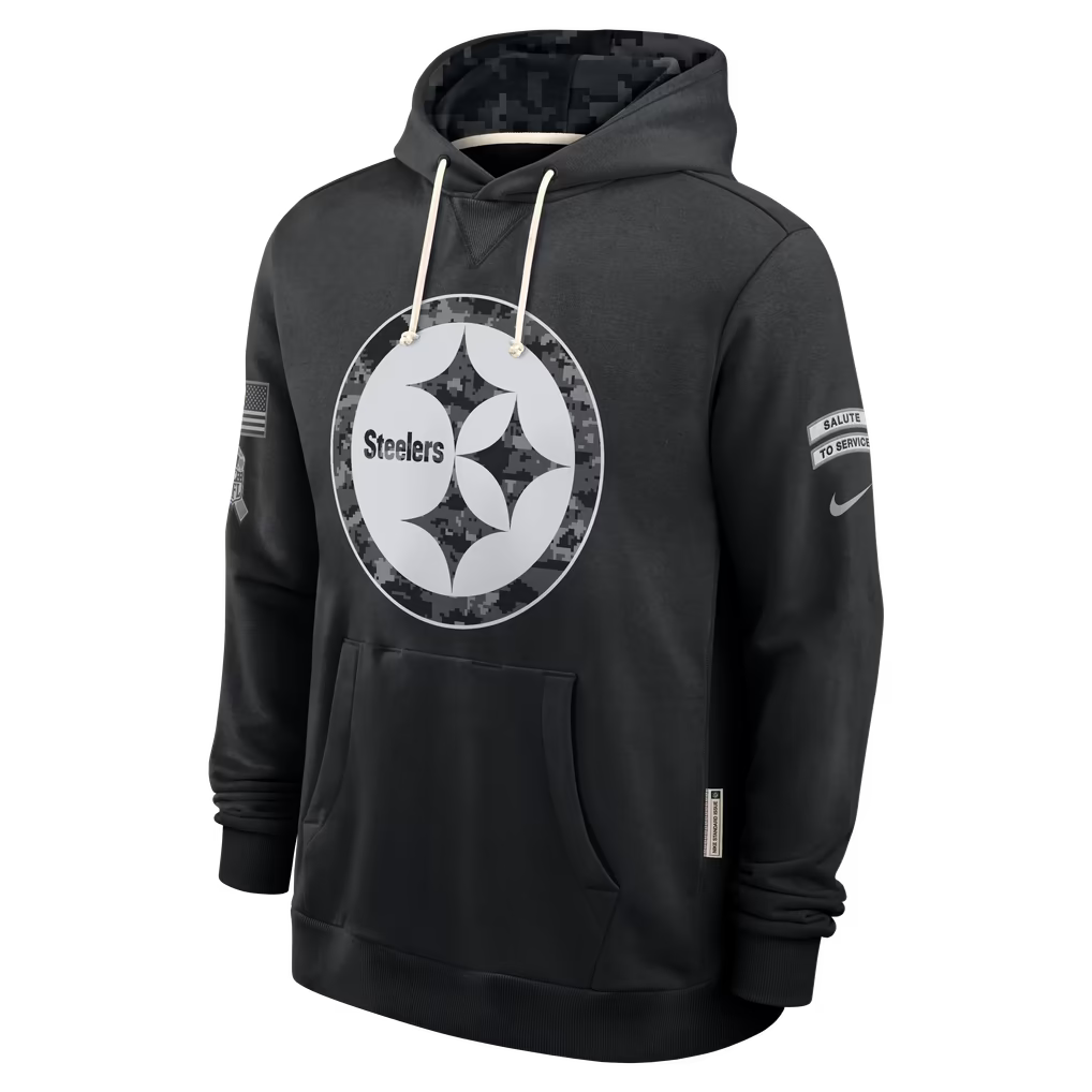 Mens Pittsburgh Steelers Nike 2026 Salute to Service Sideline Dri-FIT Pullover Hoodie - Black