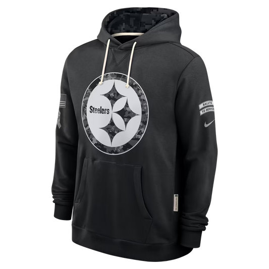 Mens Pittsburgh Steelers Nike 2026 Salute to Service Sideline Dri-FIT Pullover Hoodie - Black