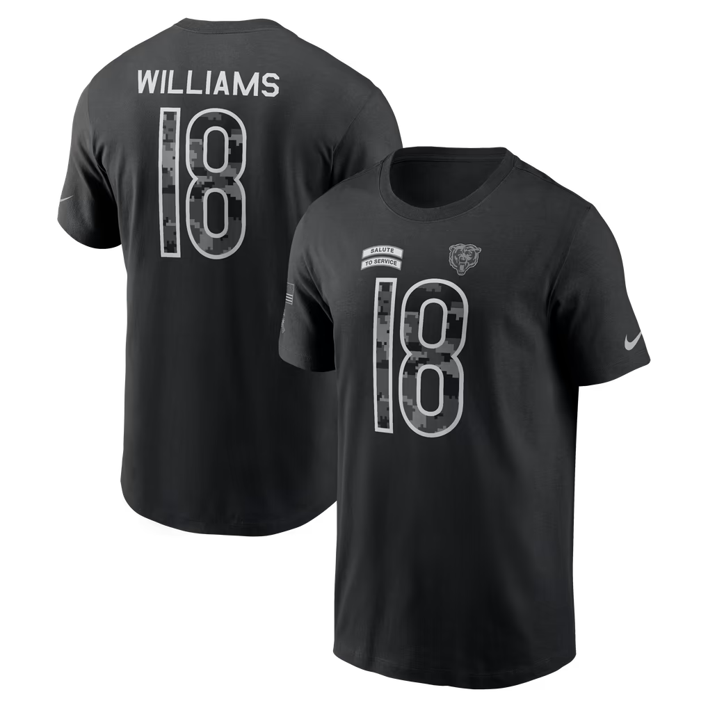 Caleb Williams Chicago Bears Nike 2026 Salute to Service Name & Number T-Shirt