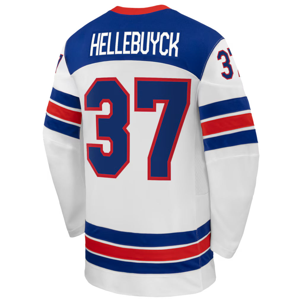 Men's Team USA Hockey Nike Connor Hellebuyck #37 White Replica Jersey