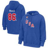 Men's Nike Jack Hughes Royal USA Hockey 2026 Name & Number Hoodie - Pro Jersey Sports