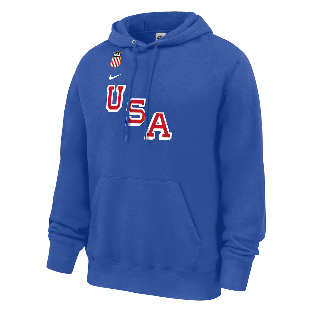 Men's Nike Jack Hughes Royal USA Hockey 2026 Name & Number Hoodie - Pro Jersey Sports