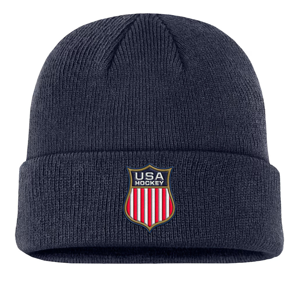 Men’s 2026 USA Hockey Shield Patched Navy Cuffed Knit By Nike