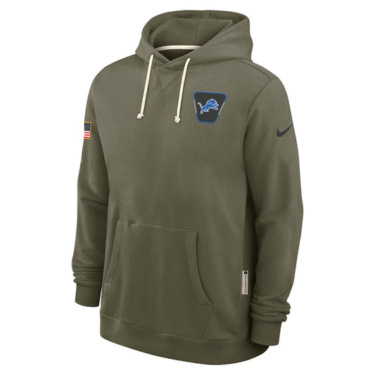 Men's Detroit Lions Nike Olive Green 2025 Salute To Service Club Pullover Hoodie - Pro Jersey Sports
