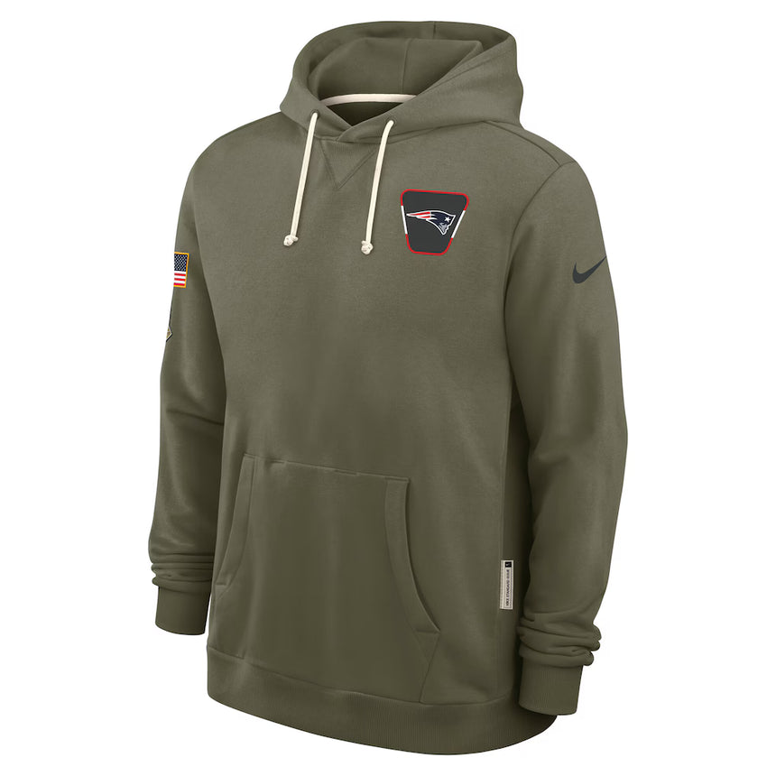 Men's New England Patriots Nike Olive Green 2025 Salute To Service Club Pullover Hoodie - Pro Jersey Sports